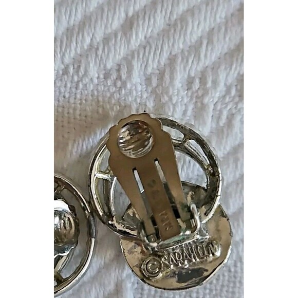 Vintage Sarah Coventry Silver Tone Metal And Black Cabochon Matching Set EUC - Picture 3 of 5